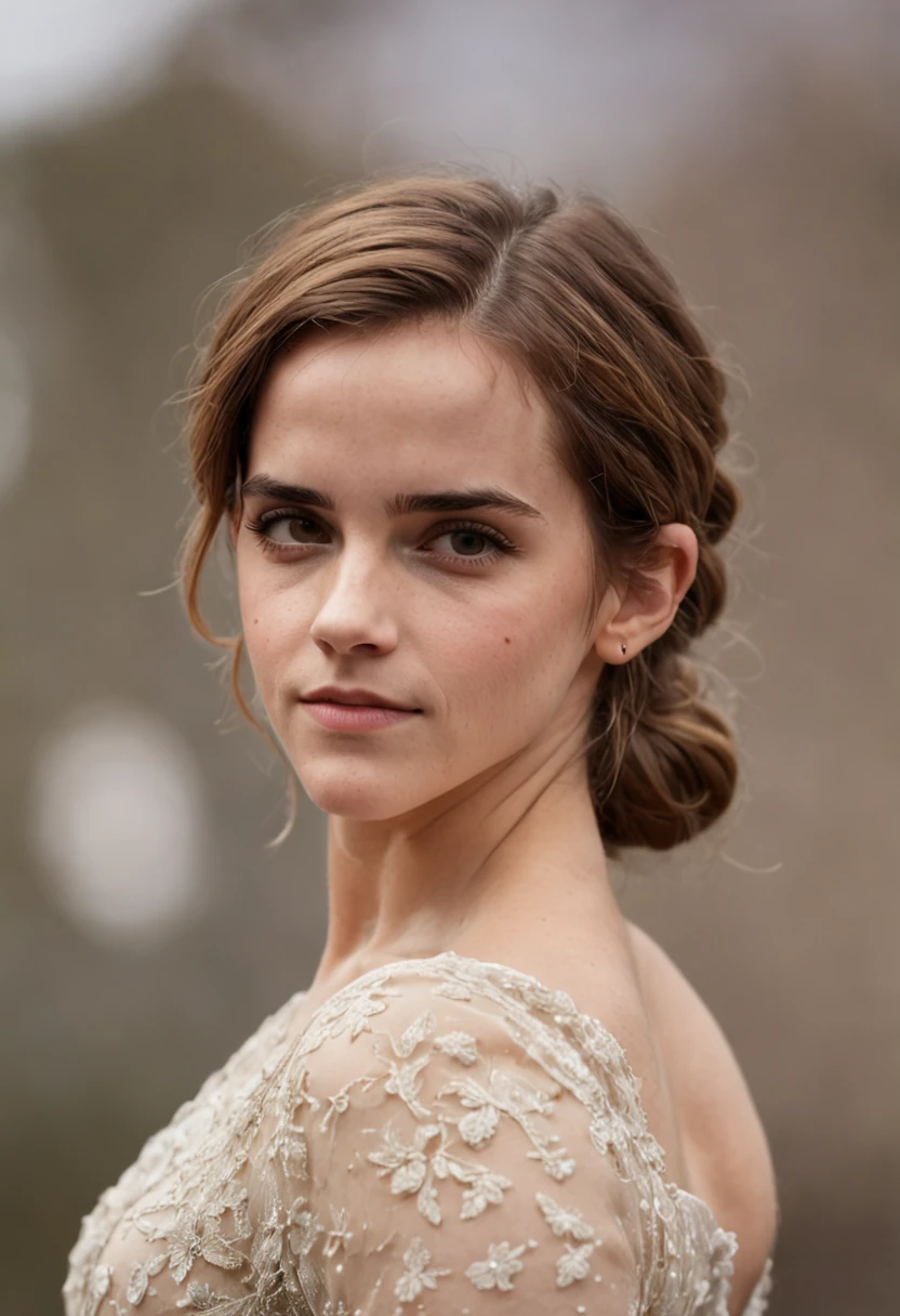 (masterpiece), thin, white skin, (Big Breasts, Long Straight Hair) ((Emma Watson)), 27 years old, (Red slit Dress), (fist raised up, happy face, white background), (Top quality, 4k, 8K, high resolution, Masterpiece: 1.2), Super detail, (realistic, photo realistic, photo-realistic: 1.37)