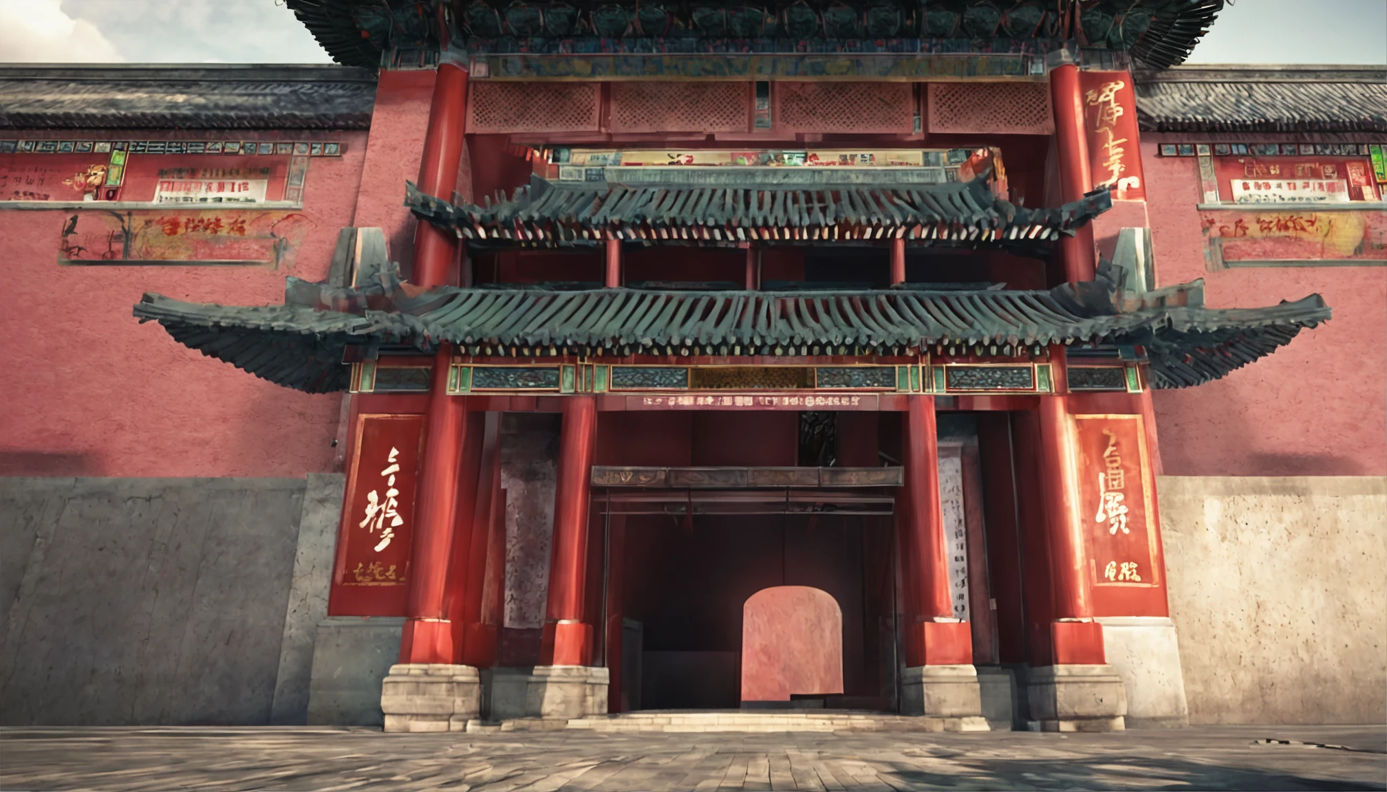 Drum Tower in Beijing, China，Long diagram，Movie stills texture