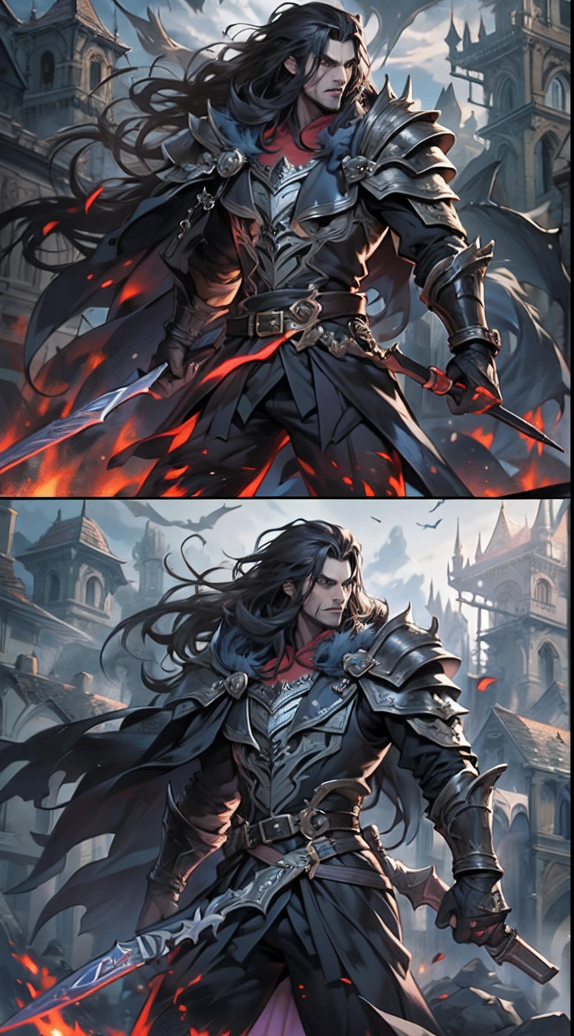 A fierce battle is about to break out between the two sides, Castlevania Lord of the shadows hyper realistic super detailed , Tense atmosphere on the battlefield, , 32K, Best quality, Masterpiece, super detail, High Details,