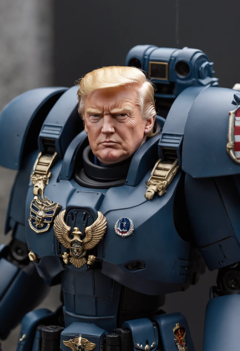 president trump as a 40k space marine,warhammer 40k era,high quality,blurred background,