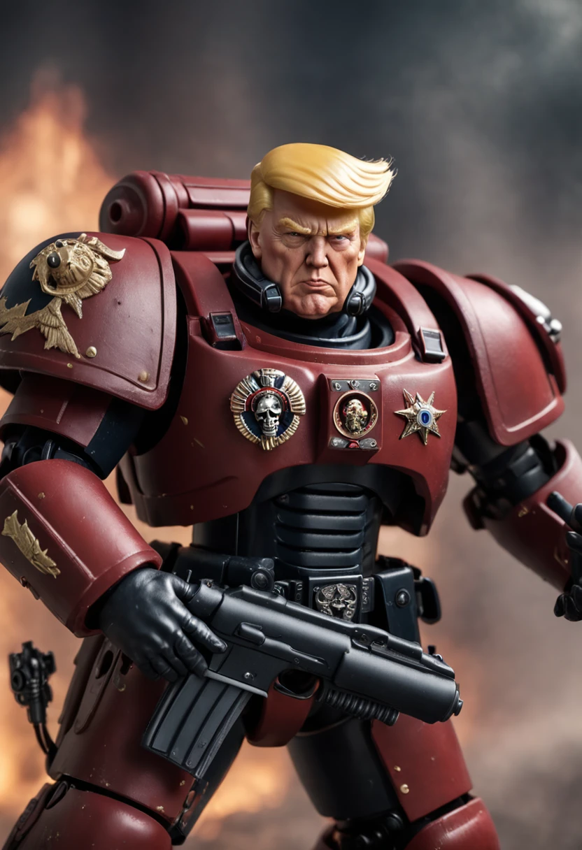 president ????? as a 40k space marine,warhammer 40k era,high quality,blurred background,