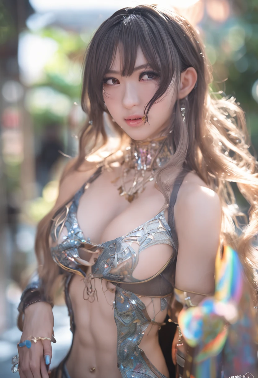 (top-quality、8k、masterpiece:1.3))、Beautuful Women、1girl in、huge tit:1.3、Slender abs:1.1、A dark brown-haired、(kneeling on the floor、open one's legs:1.2)、hyperdetailed face、very detailed lips、A detailed eye、二重まぶた、Bold sexy poses,Smile,Harajuku、20 years girl、Cute、Sexy shot looking at camera、 Realistic sensual gravure idol,Sexy swimwear、Mare、beach、