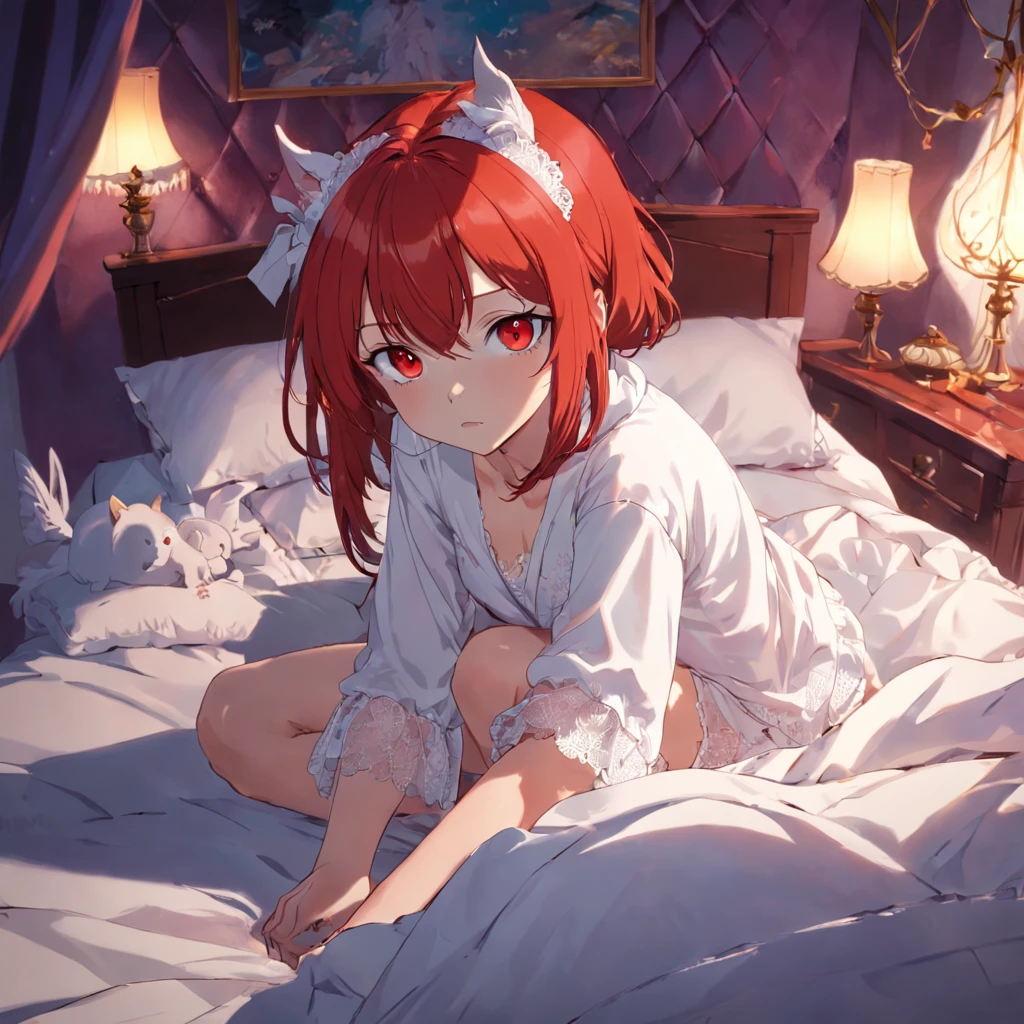 high resolution, devil girl,devil's tail,double teeth,undressed clothes,show your breasts,No bra,nipple,flat chest,No panties,Pussy