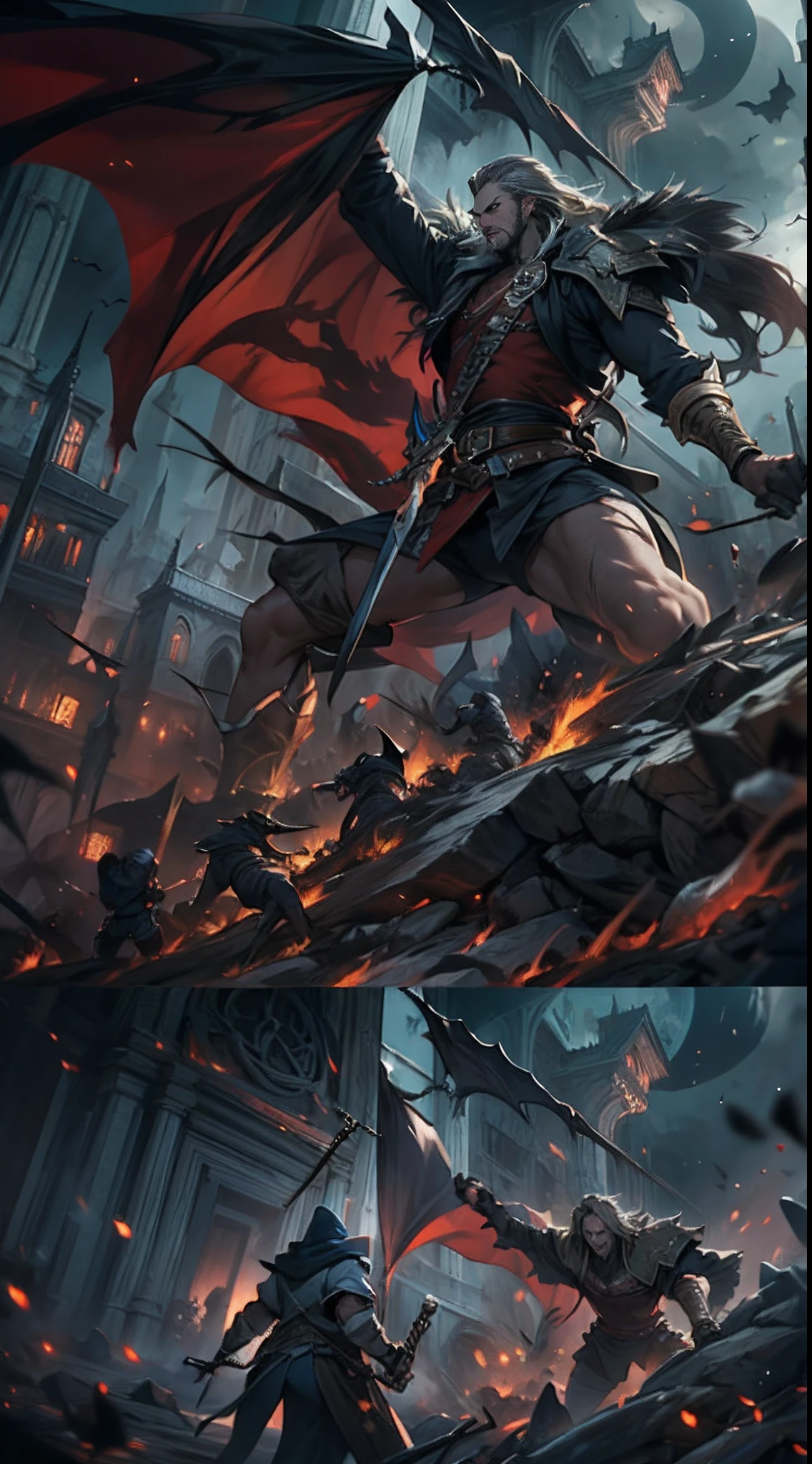 A fierce battle is about to break out between the two sides, Castlevania Lord of the Shadows hyper realistic super detailed , Tense atmosphere on the battlefield, , 32K, Best quality, Masterpiece, super detail, High details cinematic scenes from the film