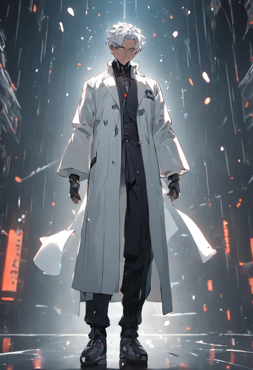 Alafed man in white coat and black shoes poses for photo, 3 d render character art 8 k, cinematic outfit photo, lunar themed attire, dystopian scifi outfit, Full characters from the movie, 8 k character details, very detailed character, elegant cinematic pose, Futuristic clothes, Awesome designer 3D rendering, full body shot hyperdetailed, full body character, Futuristic outfit