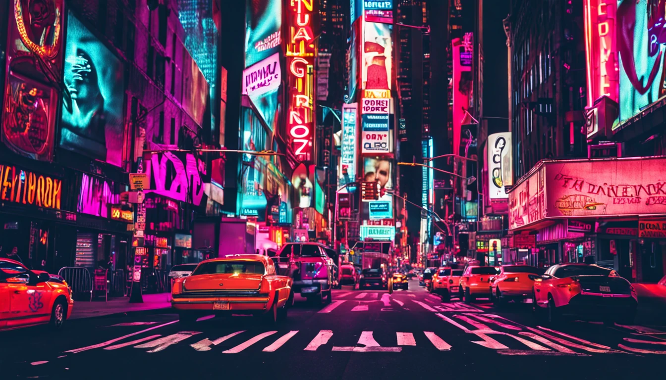 Neon lights New York city