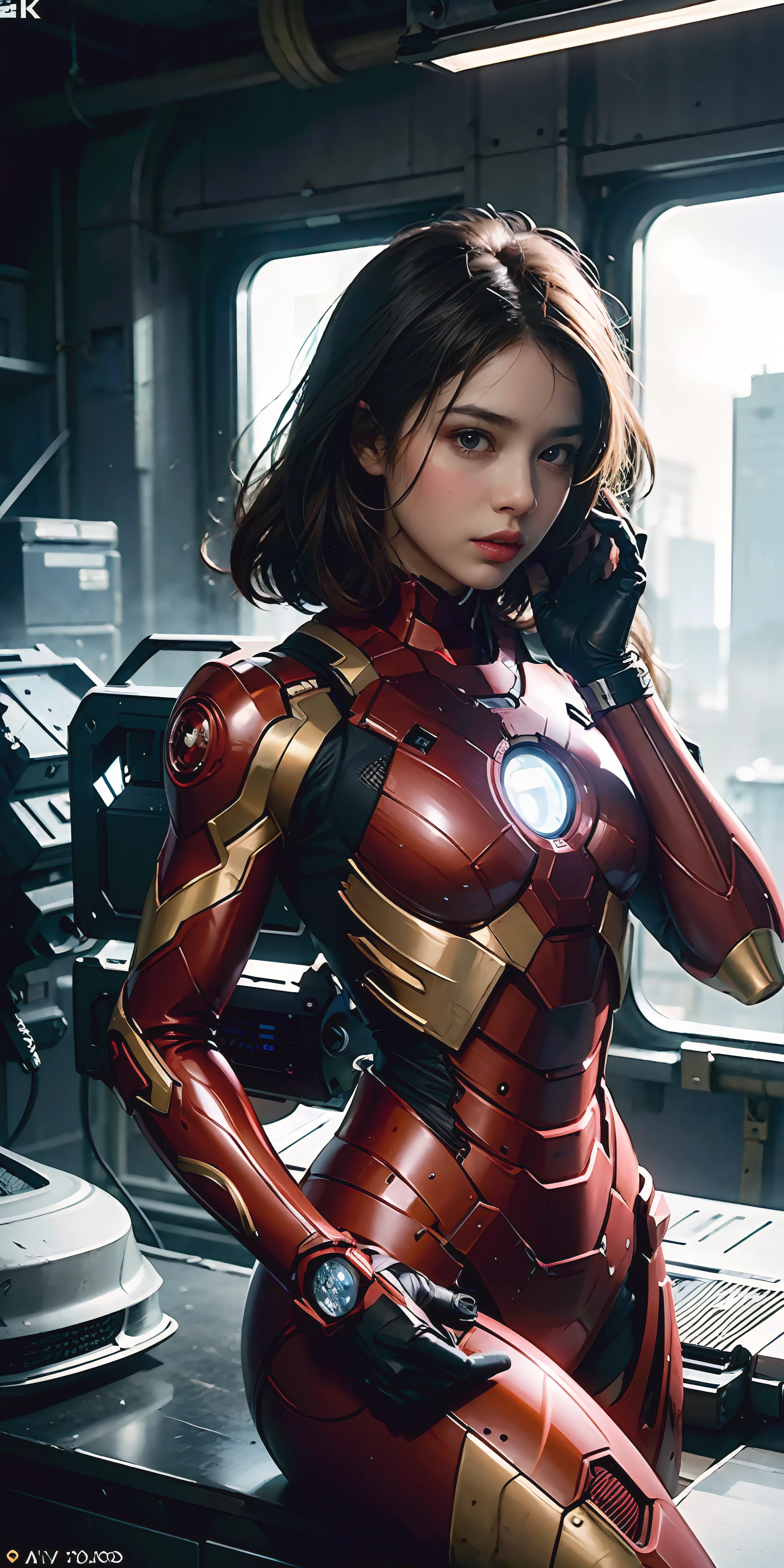 (1girl:1.3), solo,__body-parts__, official art, unity 8k wallpaper, ultra detailed, beautiful and aesthetic, beautiful, masterpiece, best quality, RAW, masterpiece, super fine photo,, best quality, super high Resolution, photorealistic, sunlight, full body portrait, stunningly beautiful,, dynamic pose, delicate face, vibrant eyes, (side view), she is wearing a futuristic Iron Man mech, red and gold, Highly detailed abandoned warehouse background, detailed face, detailed complex busy background, messy, gorgeous, milky, high detailed skin, realistic skin details, visible pores, sharp focus, volumetric fog, 8k uhd, dslr camera, High quality, film grain, fair skin, photorealism, lomography, sprawling metropolis in a futuristic dystopia, view from below, translucent