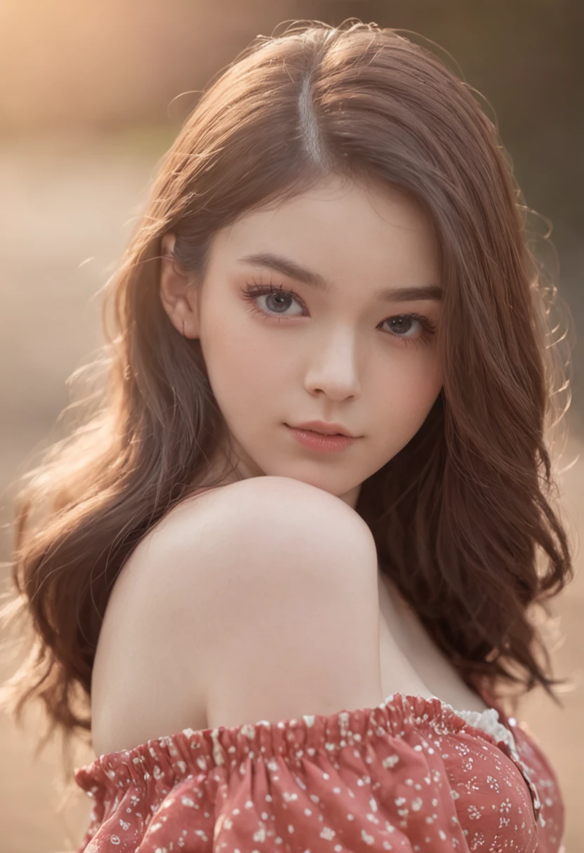 (One lady)、kawaii、A sexy、"Full body portrait of attractive girl with straight hair, Beautiful face, Seductive dark blue eyes, Large bust size, Show its natural beauty."A sexy