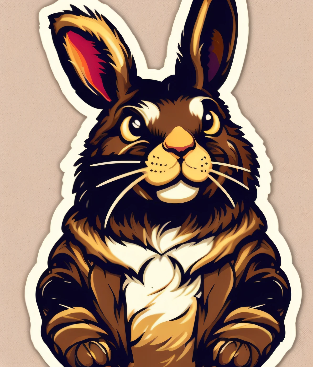 Brown rabbit、colourfull、Vintage style、(tshirt design)、Masterpiece realistic volumetric light