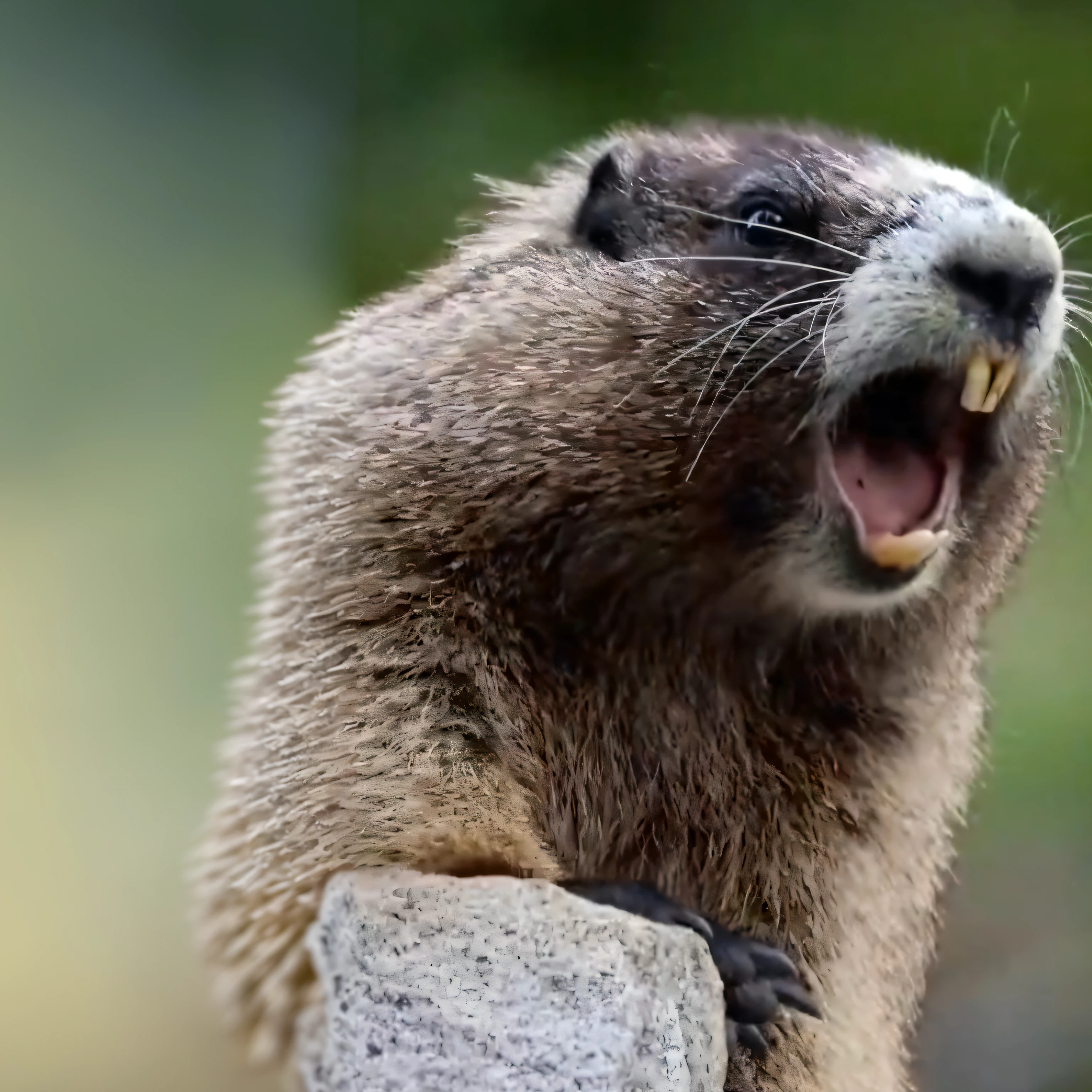 mamota gritando em cima de uma pedra, ((marmota))