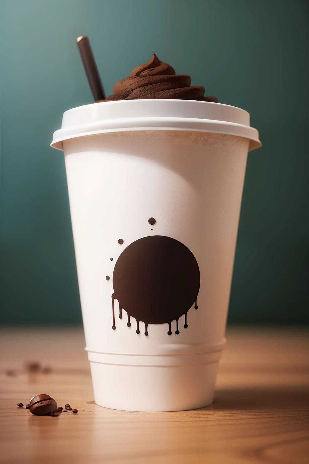 spilled coffee cup, very simple, minimalist, cartoon graffiti, line art, cute, frappucino, coffee