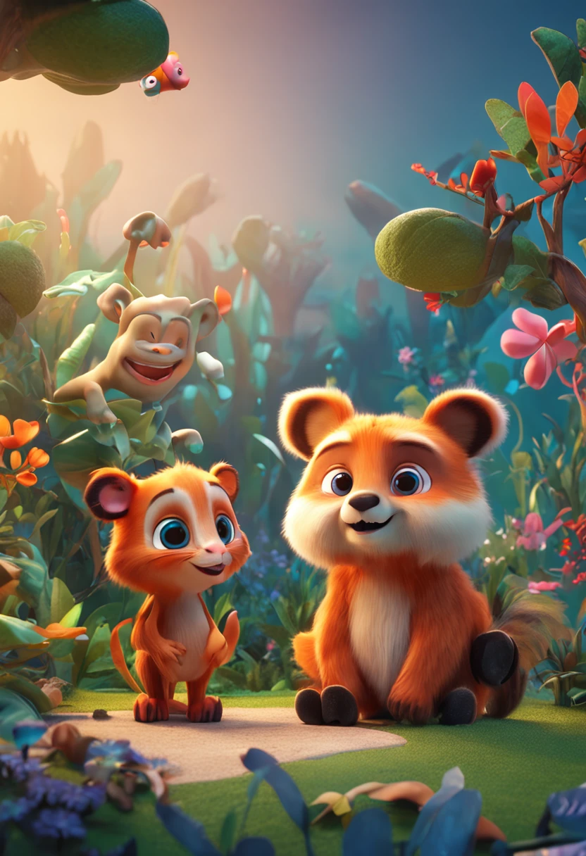 Alphabet with animals next to it Cute digital painting, stylized 3d, adorable digital art, 3d rendering, anime style rendering, cute cartoon character, stylized 3d rendering, official image, fan art, digital art rendering