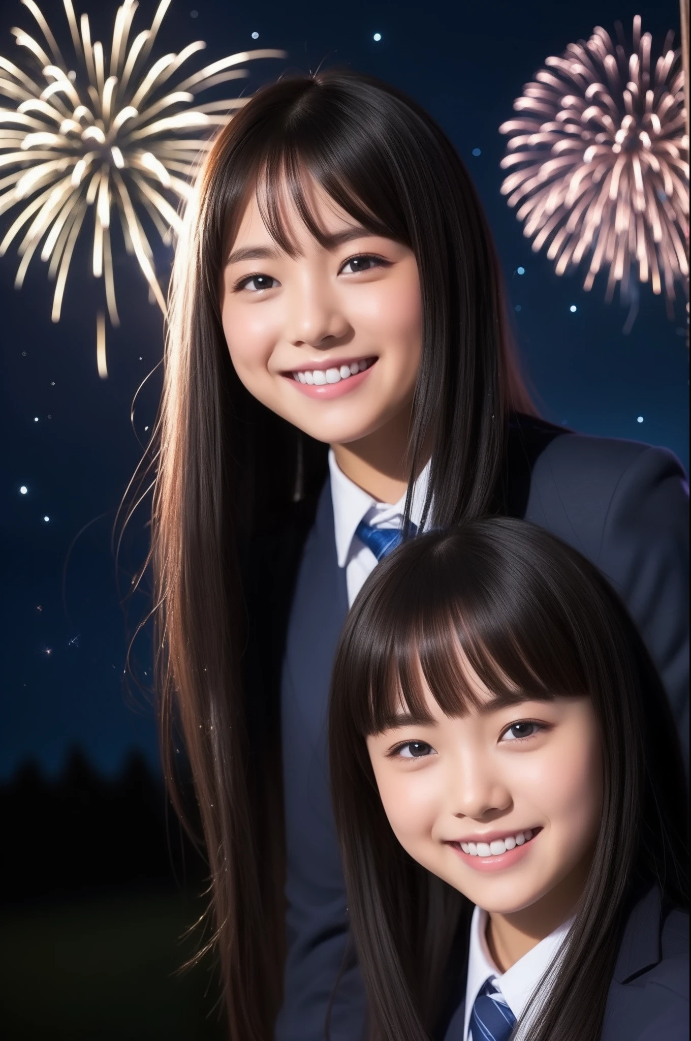 A smile、hi-school girl、校服、While doing fireworks、mare、Tokyo Skytree、cherry trees
