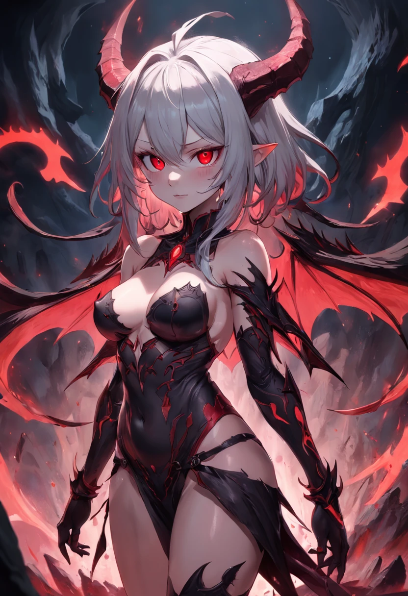 (ashenhard style:1.4), masterpiece, top-quality, hightquality,(Has a dark red glow and red eyes、Dark shapeless creatures surrounded by darkness:1.2), (In profile), (dark:1.2), abstraction, abyssal, awardwinning photo, depth of fields, HDR, ighly detailed, trending on artstationh, Trending in CGSighbour, Convoluted, High Detail,(masterwork:1.2、top-quality)、(The best lighting、extremely delicate and beautiful)、(The best lighting、extremely delicate and beautiful)、(beautifull detailed face)、(Detailed eyes and detailed face:1.2)、Dark Fantasy, (younggirl, Little beast, 1girl, 独奏, Crazy smile, pale skin,19 piercings,((tattoos all over the body,Tribal tattoos all over the legs)) , (Colossal tits:1.8)、white hair, eyes glowing red, Dynamic Angle, Vampires), ((Chains in the background,magic circles,graffiti on the walls,Get)),Get demons to be summoned), (Devil from Magic Circle)Magic Thunder, pointy_ears, tusk,Demon Wings,Demon Horns,Blood on the face,Blood Rain,Blood fog,(depth of fields),highcontrast,(blood splashing:1.4),cowboy shot,full bodyesbian, Black Lace Up Thigh Boots,shout,Birth,Magnificent stage