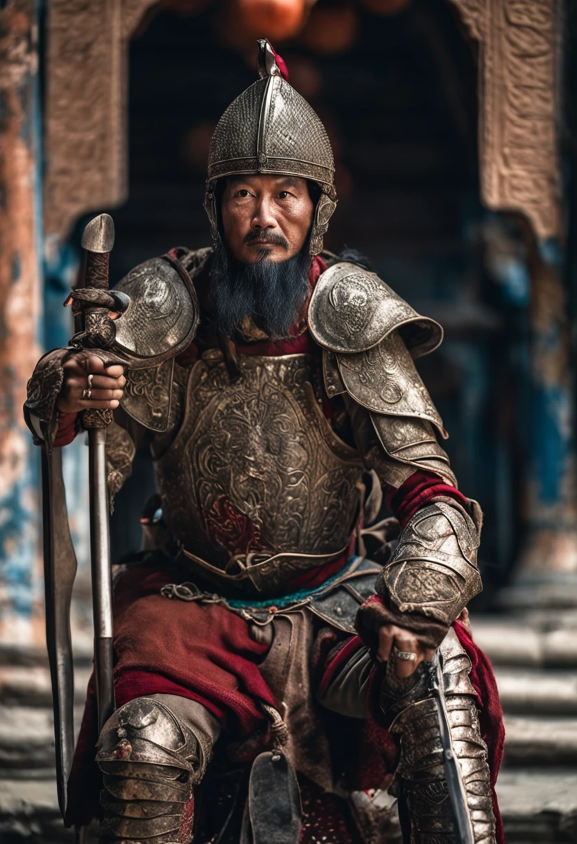 1 man,(sit astride),Masterpiece, Absurd, Award-winning photo, Extremely detailed, Amazing, masculine details, Extremely detailed eyes and face,Tang Dynasty armor,Medieval knight armor,arabarmor,author:Lee Jeffries Nikon D850 Film Stock Photography 4 Kodak Portra 400 Camera F1.6 lens rich colors hyper realistic texture realistic lighting dramatic lighting unrealengine trend in artstation cinestill 800 tungsten, Young man, photographed, professional, High contrast, 1boys, sit astride,Crotch view,expressive look, hdr, Highest quality, Sharp focus, looking at viewert, Facing the viewer, 8K, ultra sharp resolution, Cinematic lighting, Sharp focus,church in classical style, columns detail Corinthias poorly lit, hall bright lights, flashing lights,