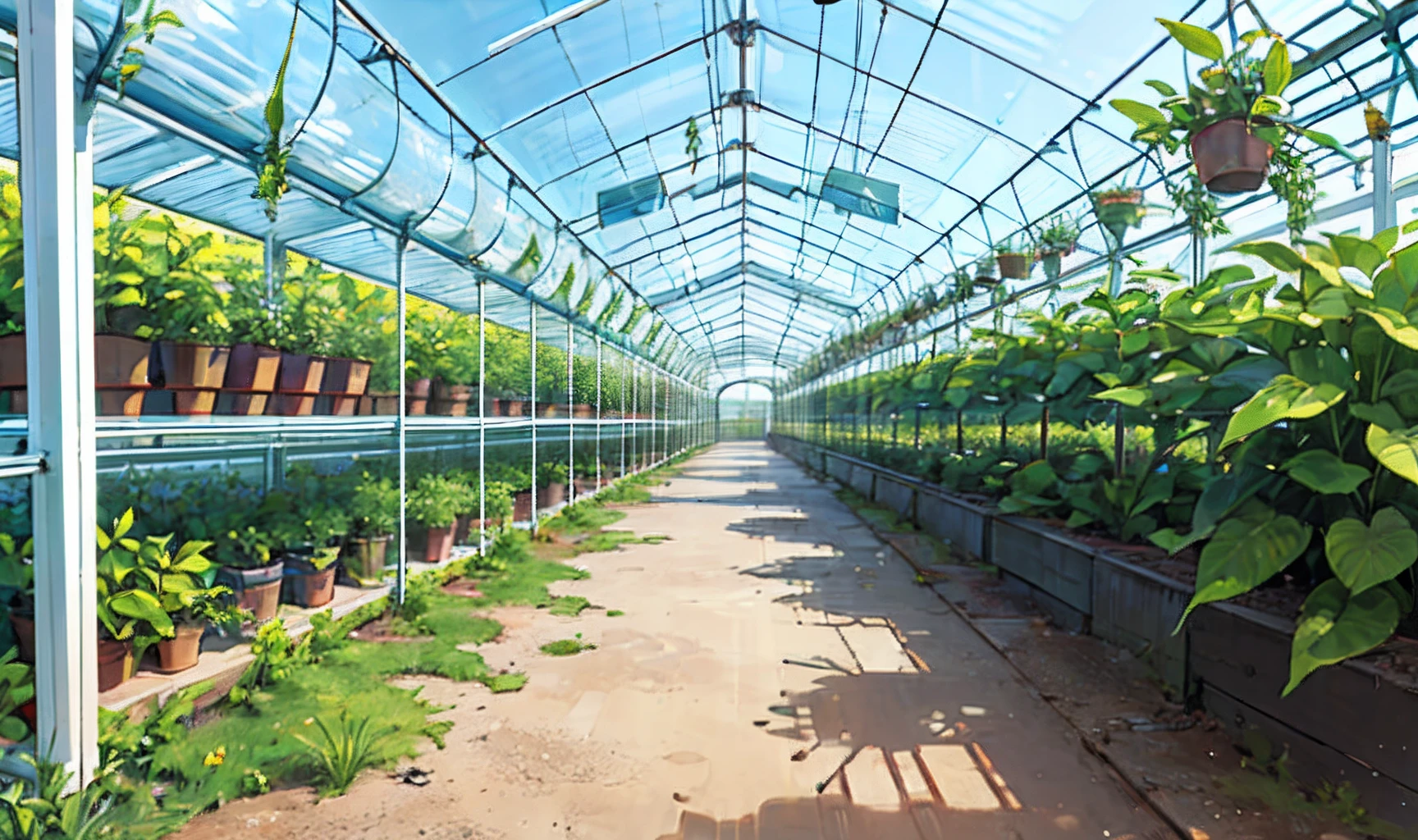 White agricultural greenhouses
