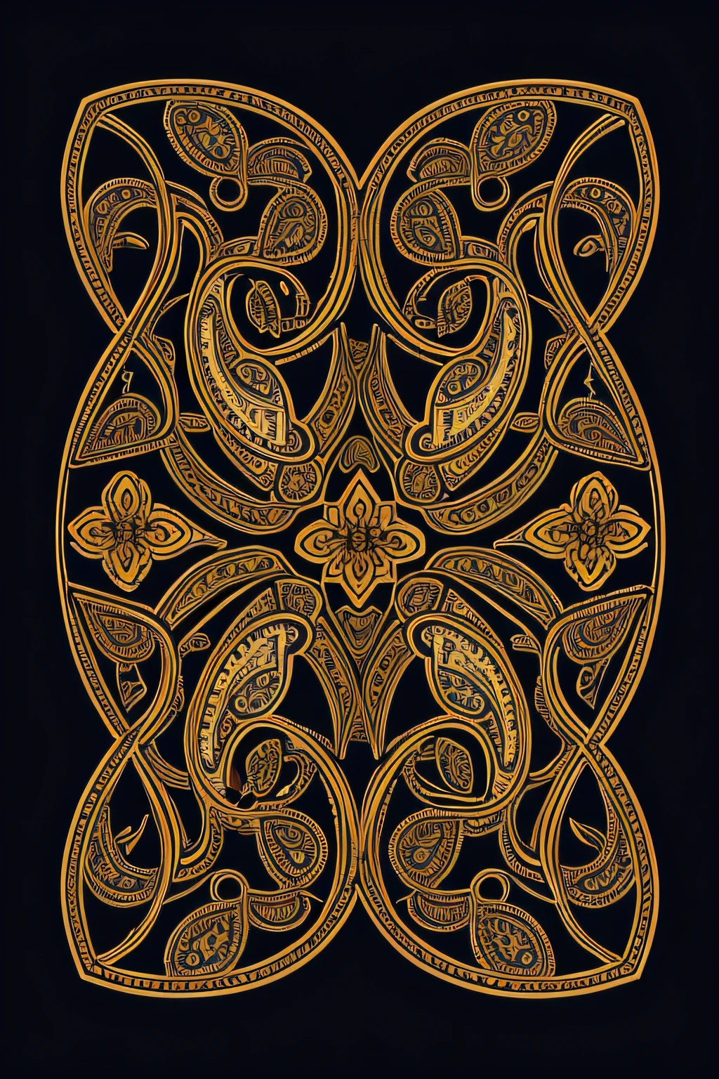 (Fine dense and small paisley pattern for artistic adults)、I don't need people、Mexican decoration、syrup、
(Vector Flat)、gold、brack、
masterpiece、超A high resolution、hightquality