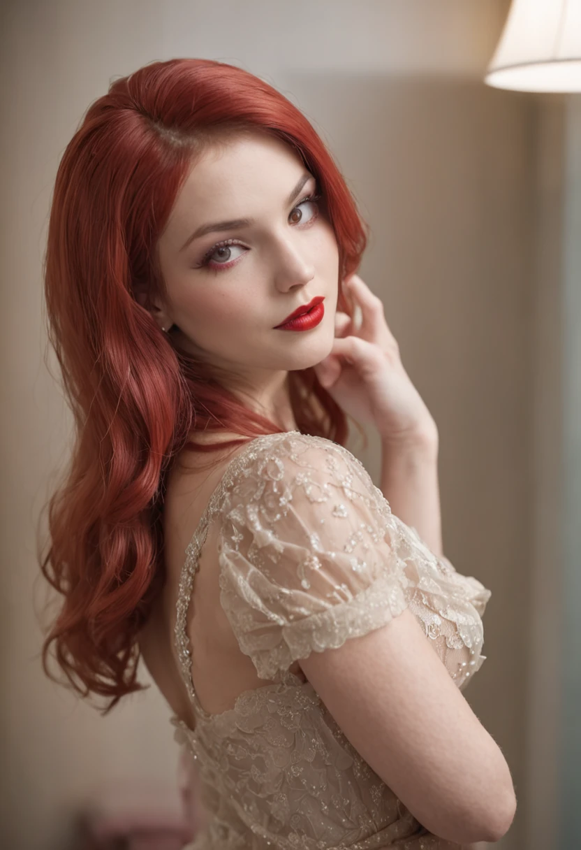 (One lady)、ren、fully body photo、18-year-old Jessica Rabbit in the living room, Pubic hair, Showing , huge tit, Roger Rabbit, Blue Gloves, Red high heels