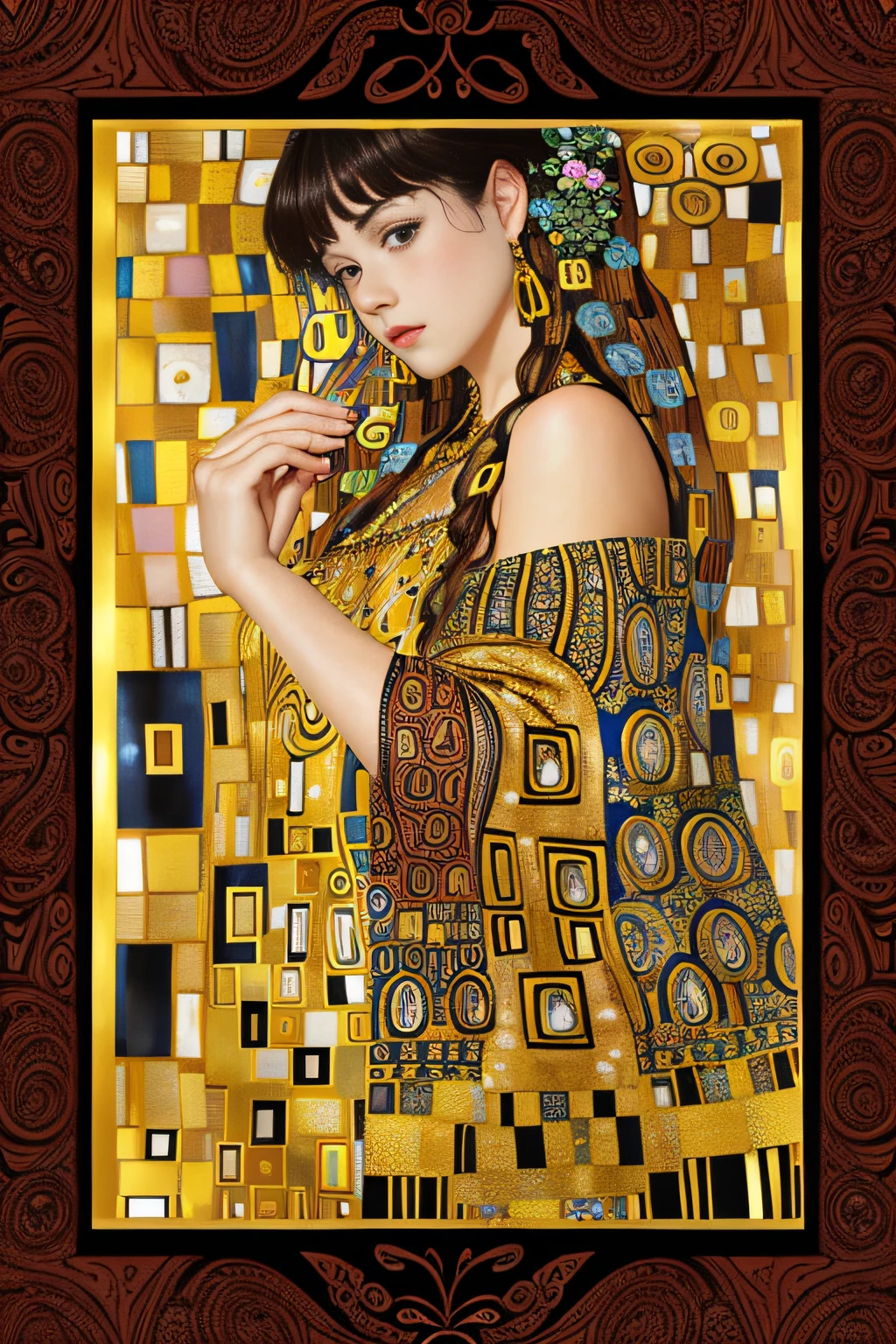 By gustav klimt, beautiful nude woman doggystyle, small tits,