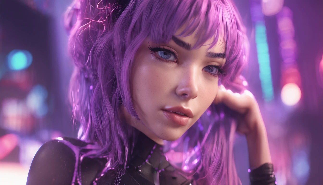 a detailed woman, sexy pose, kafka, sunglasses, purple eyes, purple hair, soft lighting, 1girl, solo, fine body, toned thighs, beautiful abs, (masterpiece, best quality), high quality, absurdres, highres, ultra-detailed, intricate, beautiful woman, visible breast, sexy aura, elegant room as background, hd, 4k, high detail,