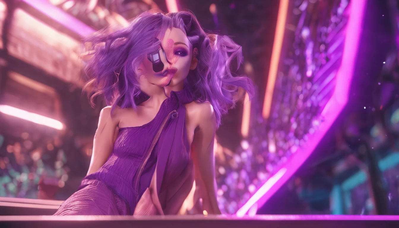 a detailed woman, sexy pose, kafka, sunglasses, purple eyes, purple hair, soft lighting, 1girl, solo, fine body, toned thighs, beautiful abs, (masterpiece, best quality), high quality, absurdres, highres, ultra-detailed, intricate, beautiful woman, visible breast, sexy aura, elegant room as background, hd, 4k, high detail,