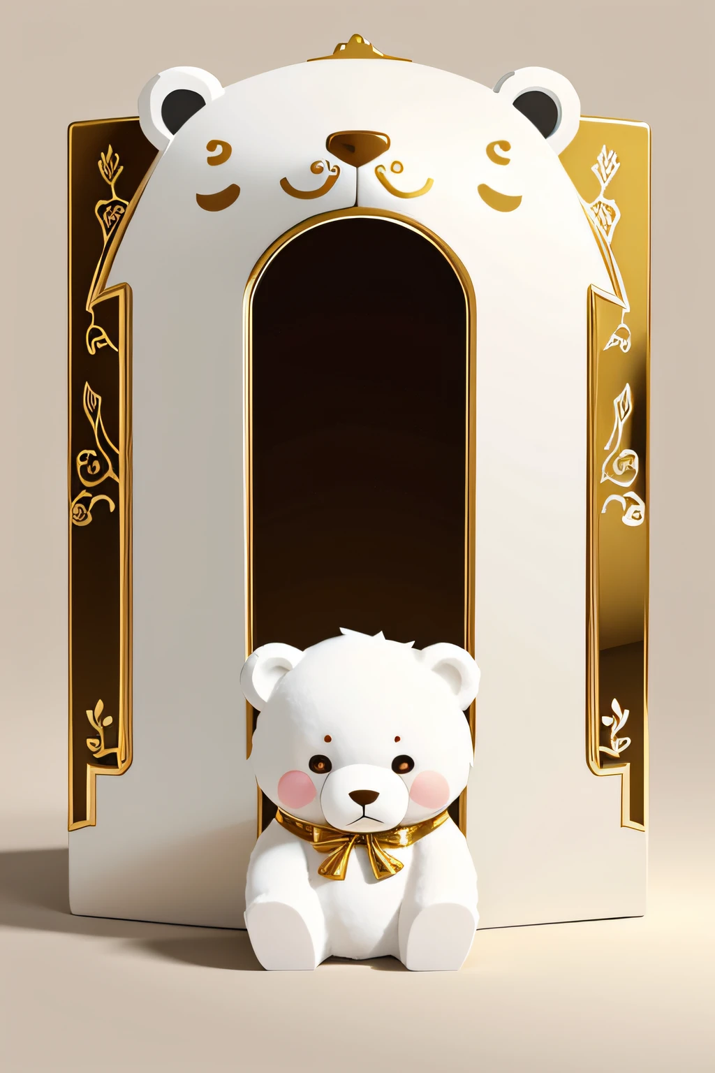 Cute White Bear、I don't need people、Mexican decoration、syrup、
(Vector Flat)、gold、brack、
​masterpiece、超A high resolution、hightquality