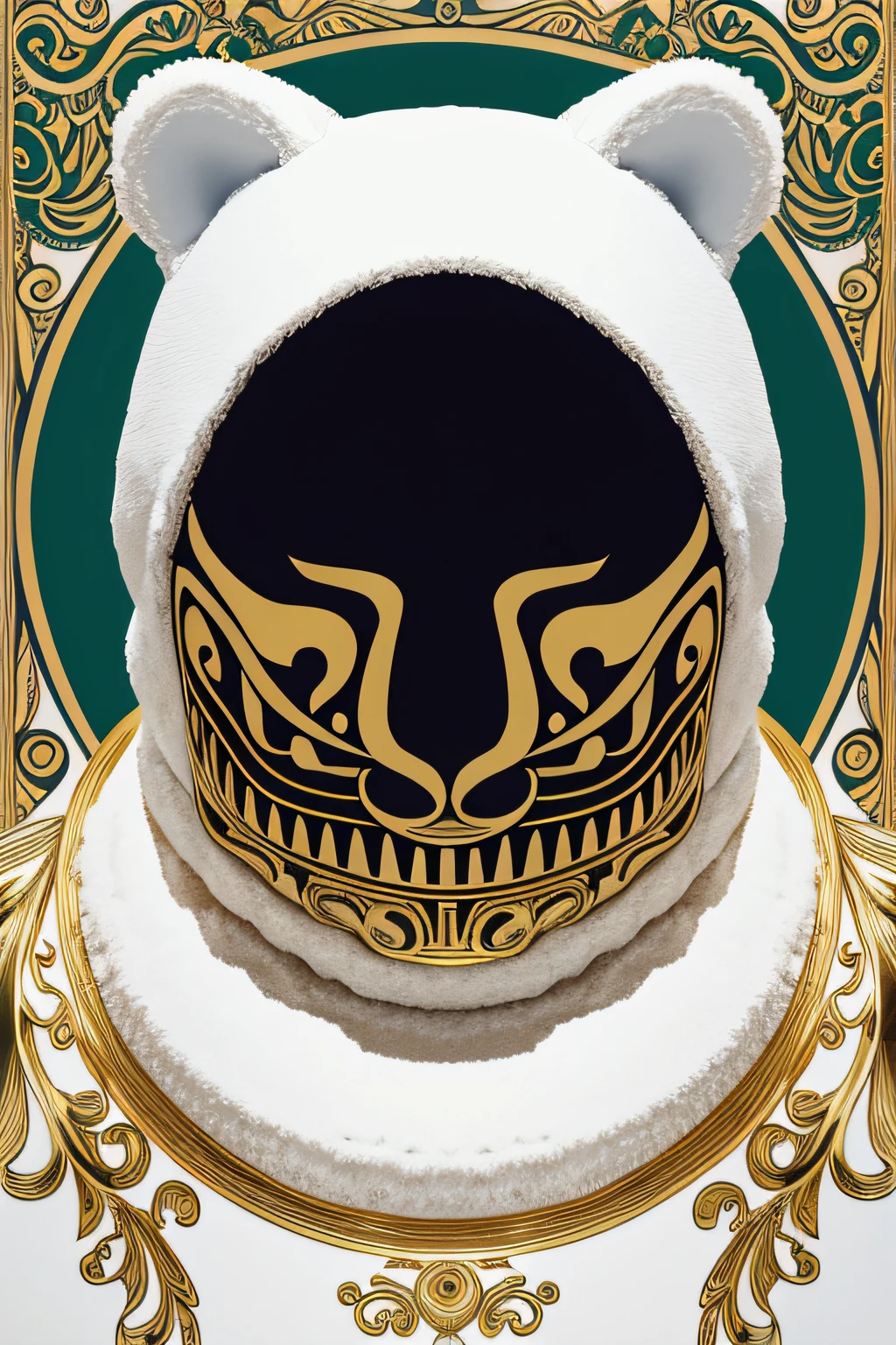 white bear、I don't need people、Mexican decoration、syrup、
(Vector Flat)、gold、brack、
masterpiece、超A high resolution、hightquality