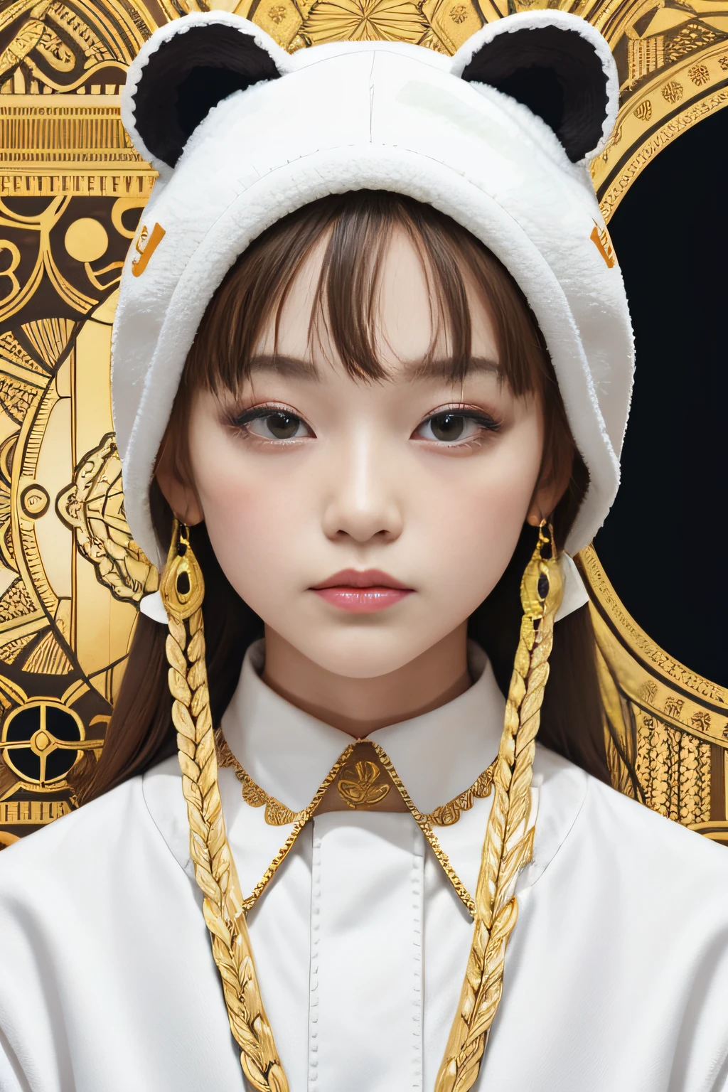 white bear、I don't need people、Mexican decoration、syrup、
(Vector Flat)、gold、brack、
masterpiece、超A high resolution、hightquality