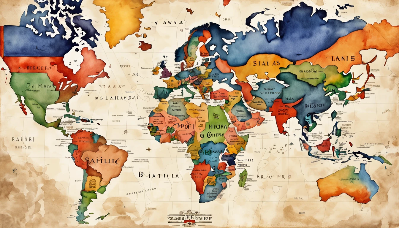 Poster in the style of the 1930s,Map with Caesar's empire, Close-up depicts the Trans-Amur Republic