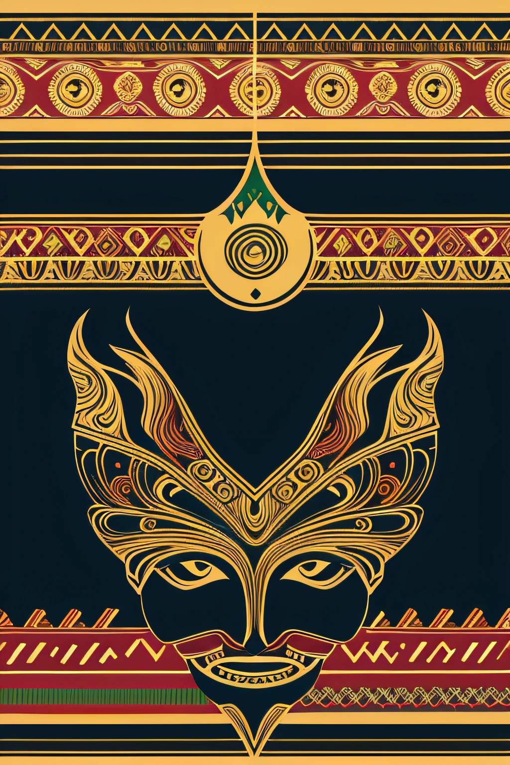 Cool tribal pattern、I don't need people、Mexican decoration、syrup、
((Vector Flat))、gold、brack、
​masterpiece、超A high resolution、hightquality