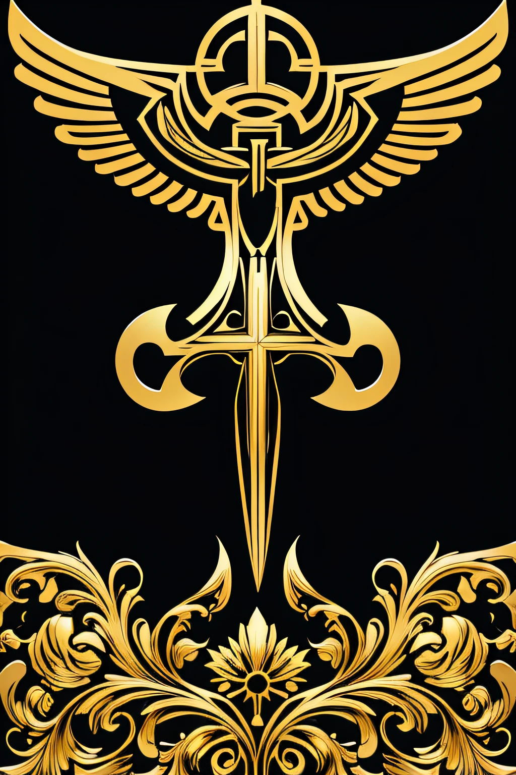 Cool Art Cross、I don't need people、Mexican decoration、
((Vector Flat))、gold、brack、
masterpiece、超A high resolution、hightquality