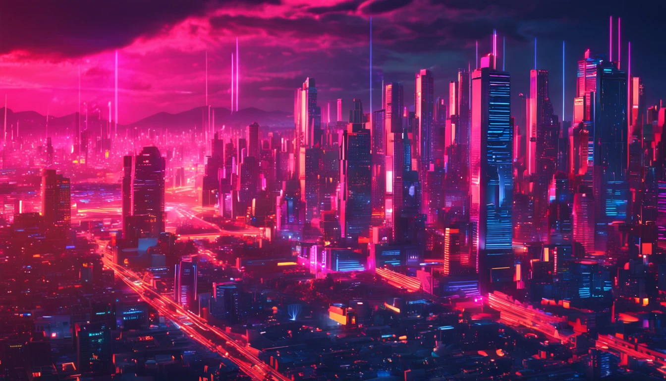 Neon City，Glow at night