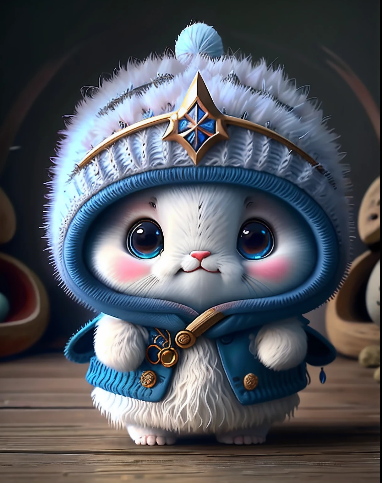 Top image quality、"Create cute creature masterpieces with inspired ultra-detailed concept art. Let your imagination come alive", (whales), high detailing, in 8K、Top image quality、Dressed as a priest in the game、Use a magic sword、kawaii pose
