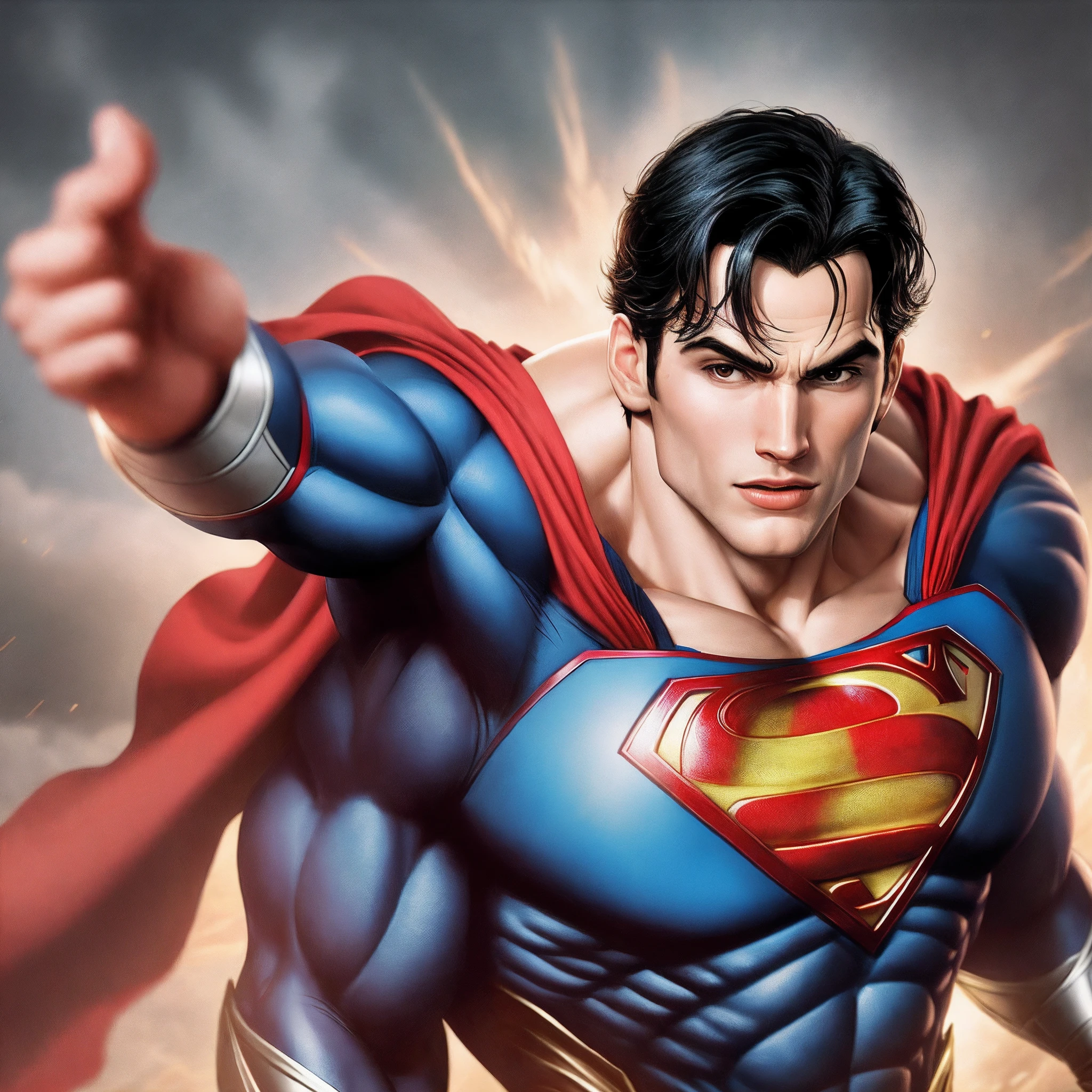 superman the animated movie, fan art, superman pose, superman, dc comics art style, textless, japanese dc live-action movie, epic comic book style, amazing, super hero art, dc comics style, superman emerging from the sun, fanart, super photo realistic, john park, hero, superhero, superman costume, krypton, official art, super photorealistic