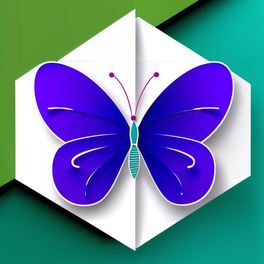 A modern Birthday greeting card , stylish, violet and white colour, butterfly, realistic, minimal design