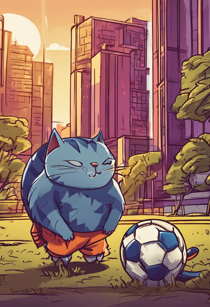 Make a cat playing soccer at the Maracanã