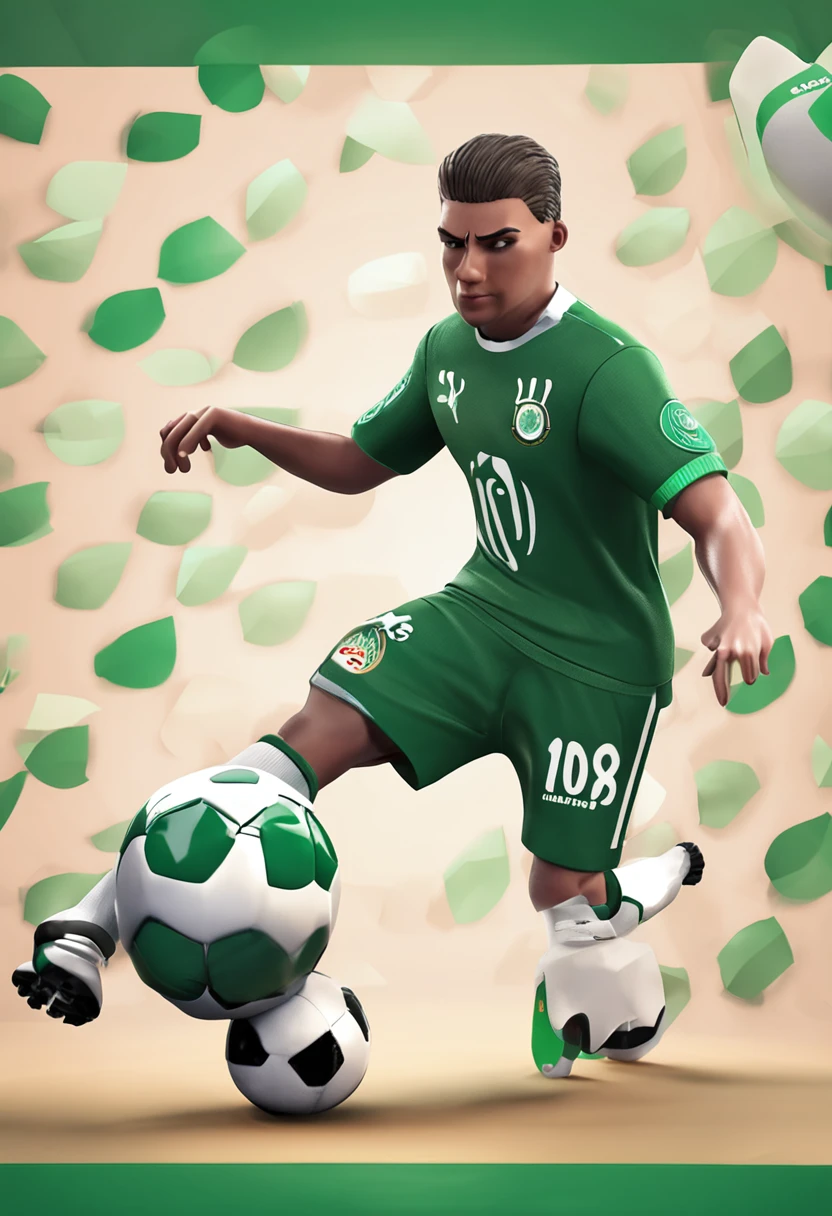 Make a cat playing soccer at the Maracanã in realistic style and wearing the uniform of Palmeiras