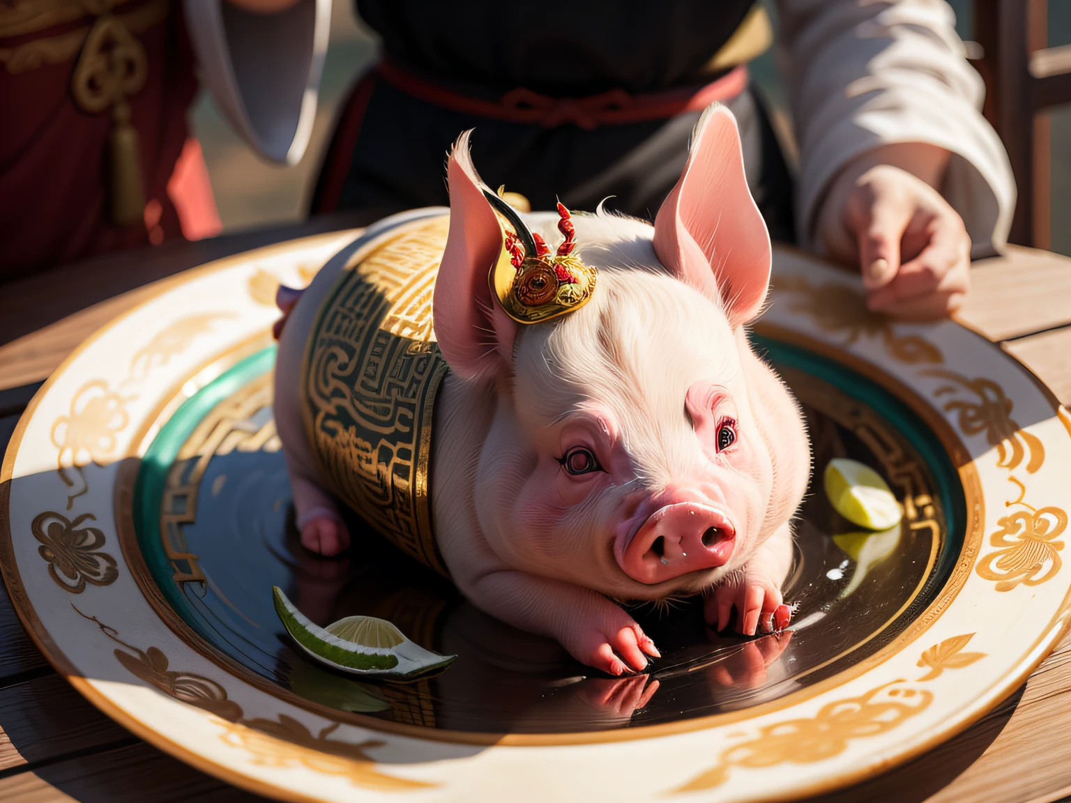 Chinese mythology and stories,Inspired by the Classic of Mountains and Seas,Close-up of a pig with chicken feet