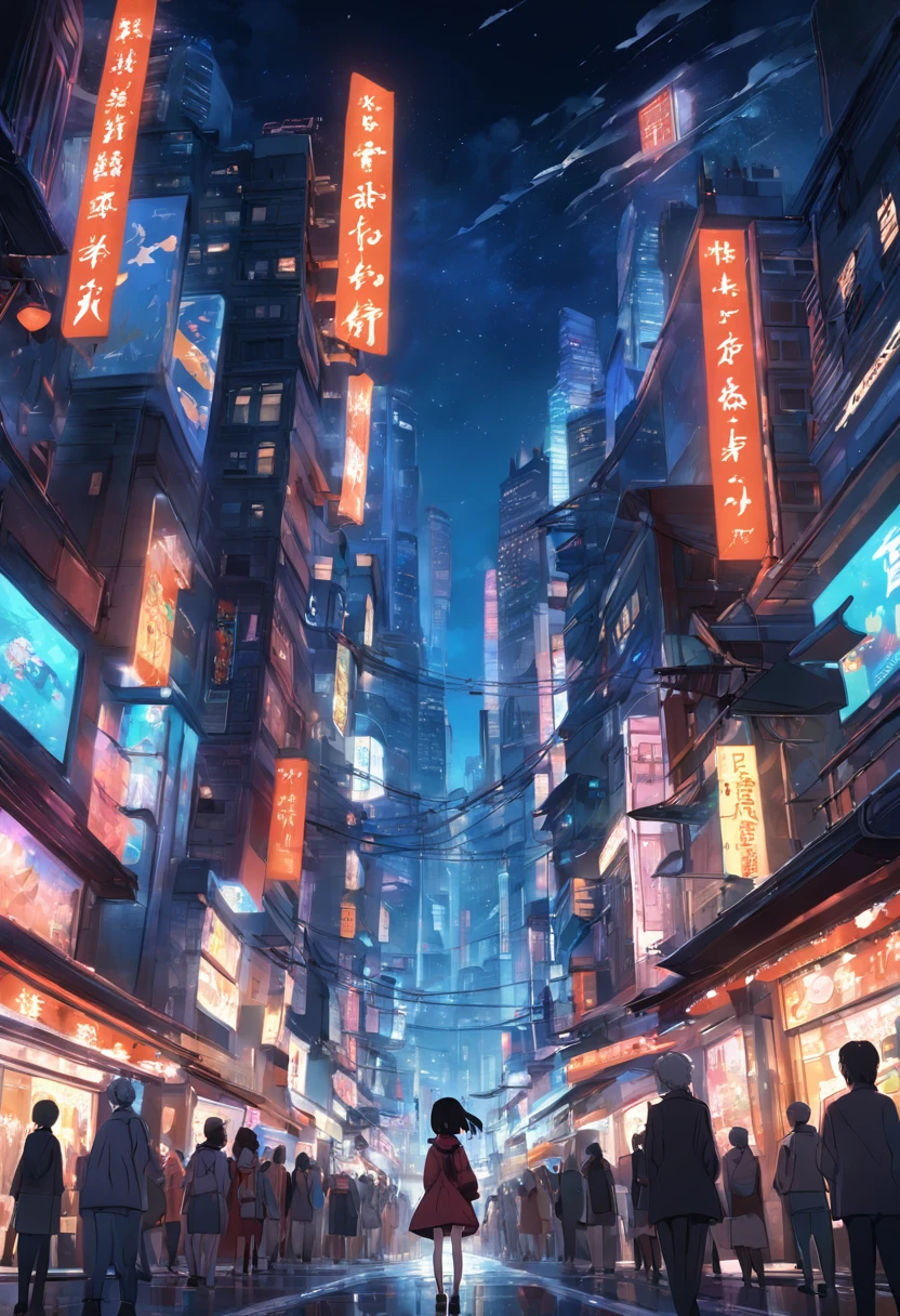 Bustling city at night