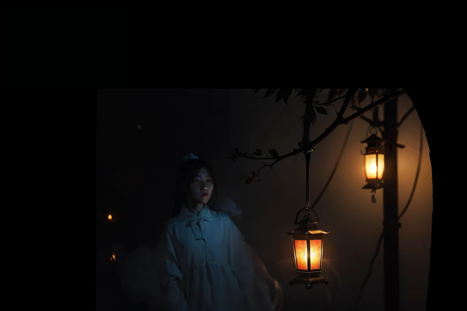 Raw, cinematic shot, (sharp focus:1.5), (photorealistic:1.4), twilight lighting, volumetric lighting, ultra high res, 16K,dramatic lighting, abstract backgrounds:1.5)(zentangle,datura,Tangles,entangled:0.7)Kitsune witch,kitsune mask,Haori jacket, foxfire spell, fox family, transformation, depth of field, Fantastical Atmosphere, The most beautiful form of chaos, ellegance, Dark theme of Fauvist design, Flower of Death, Flowers of ecstasy