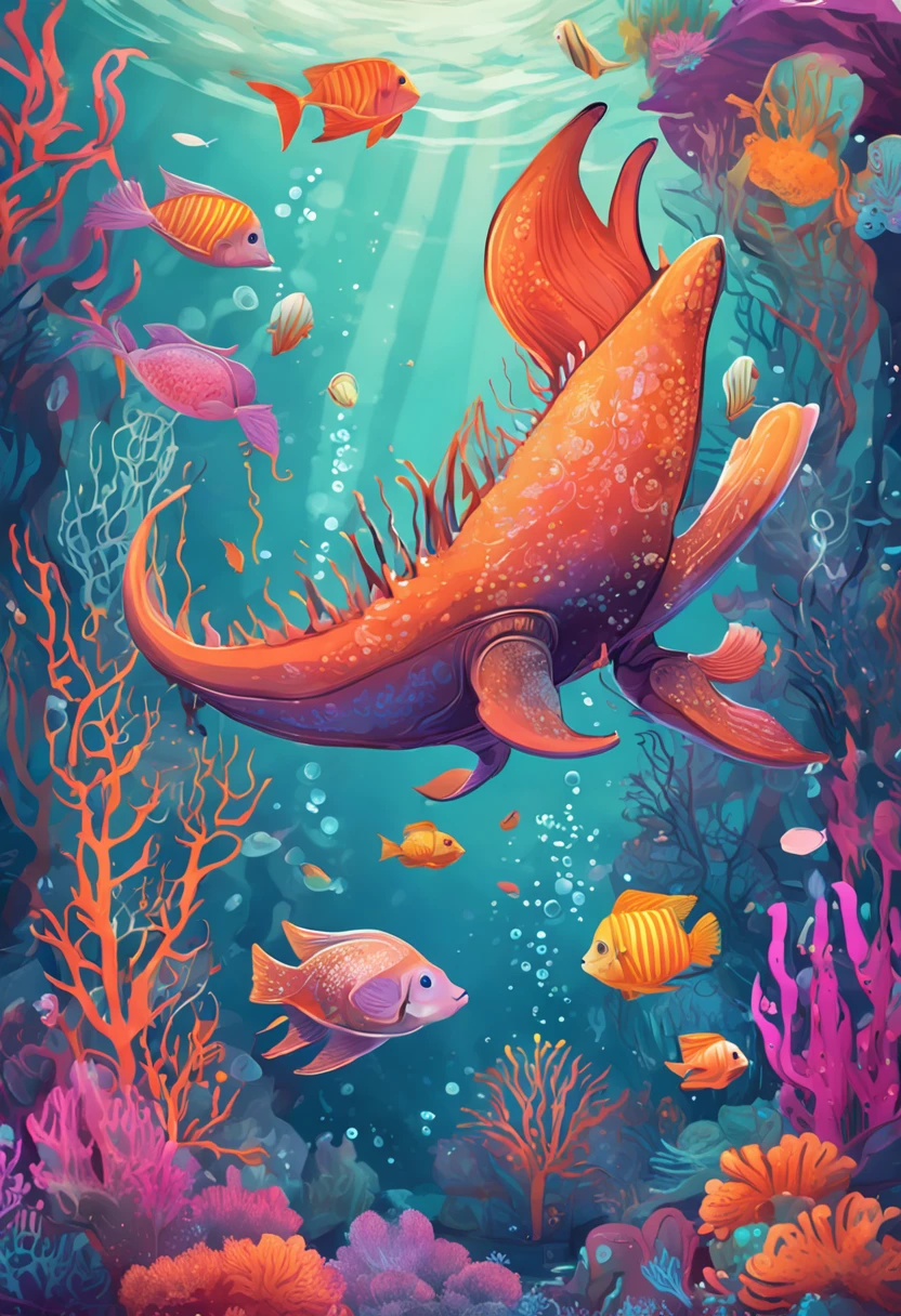 A magical underwater scene with exotic sea creatures and soothing colors, symbolizing intuition and sensitivity.