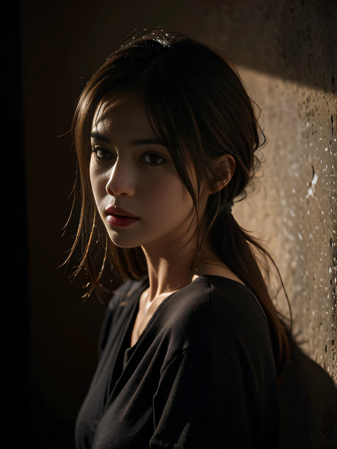Best quality, masterpiece, ultra high res, (photorealistic:1.4), raw photo, 1girl, in the dark, deep shadow, low key, cold light