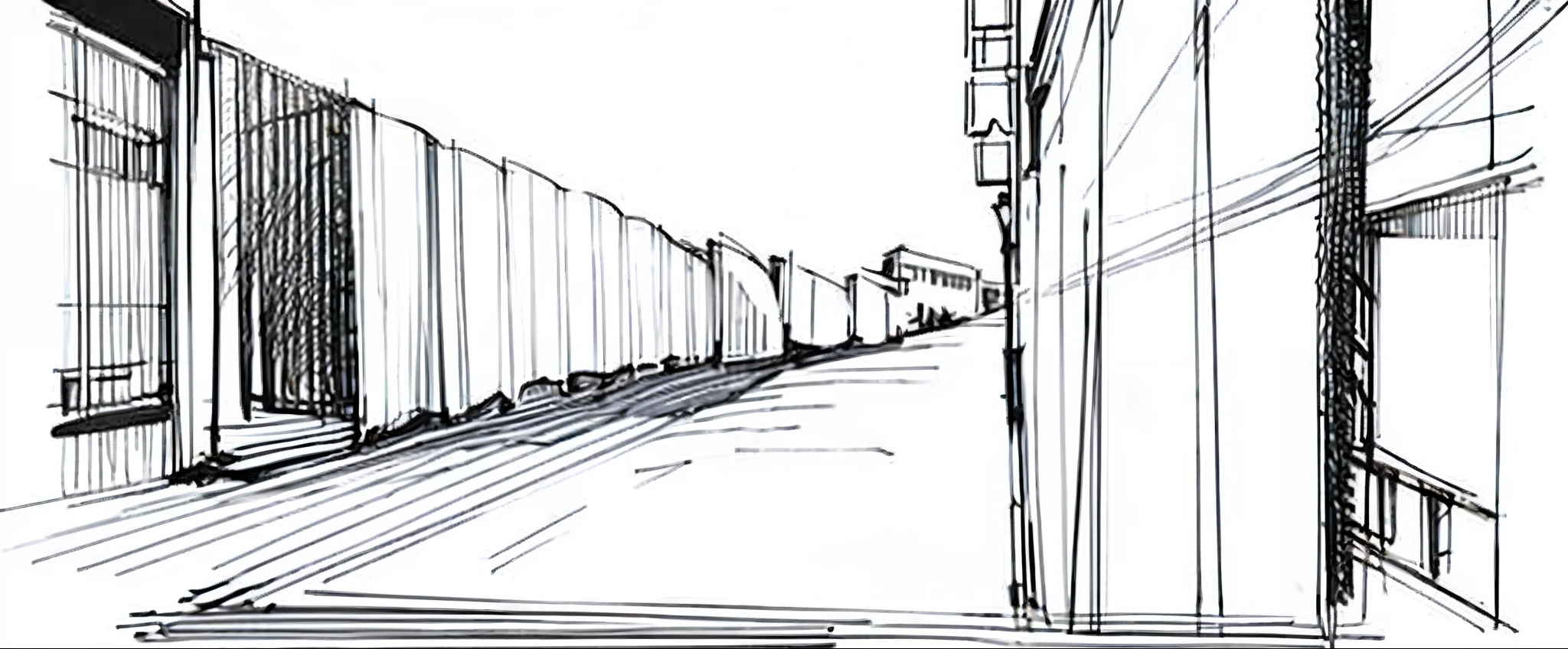 Linear、greys、white backgrounid、Simple background、street、buliding