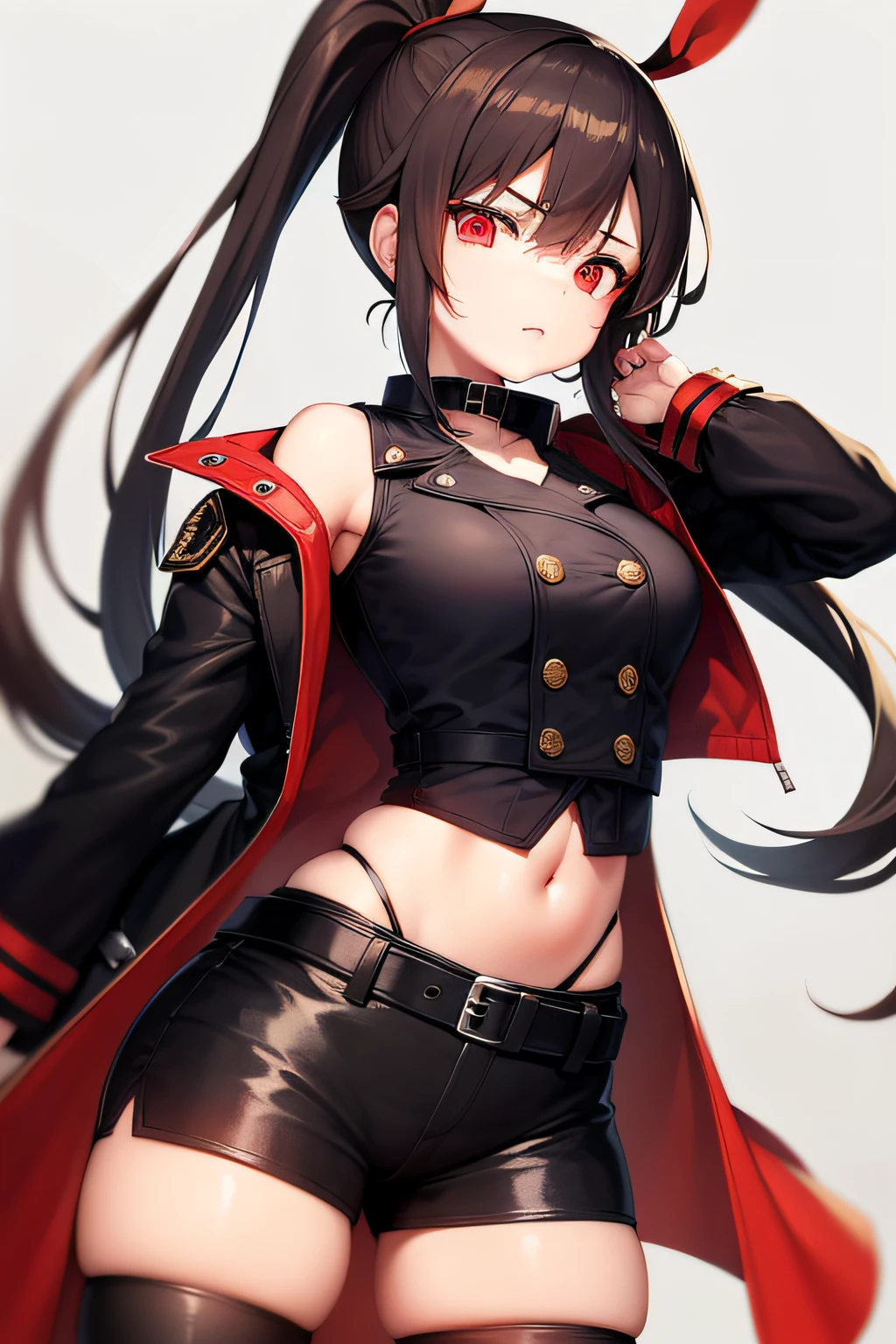Frieren, twintails, earrings, small tits, thighs, BDSM, belts, leather strips
