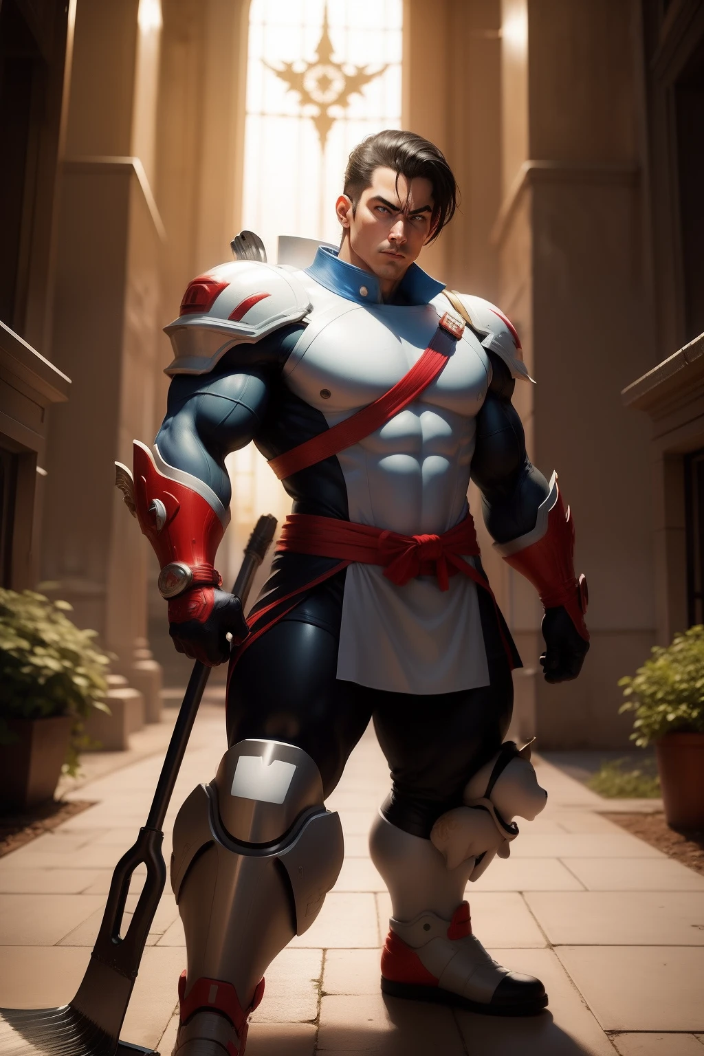 Honda in a Street Fighter suit, Holding a shovel in the Frey Mason Temple
