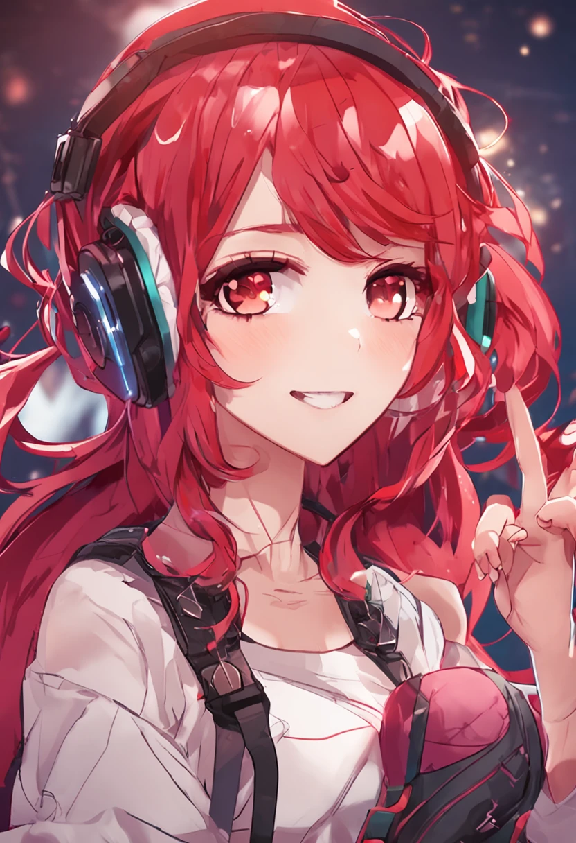 Vtuber, red hairs, sano, a beauty girl, Playing games