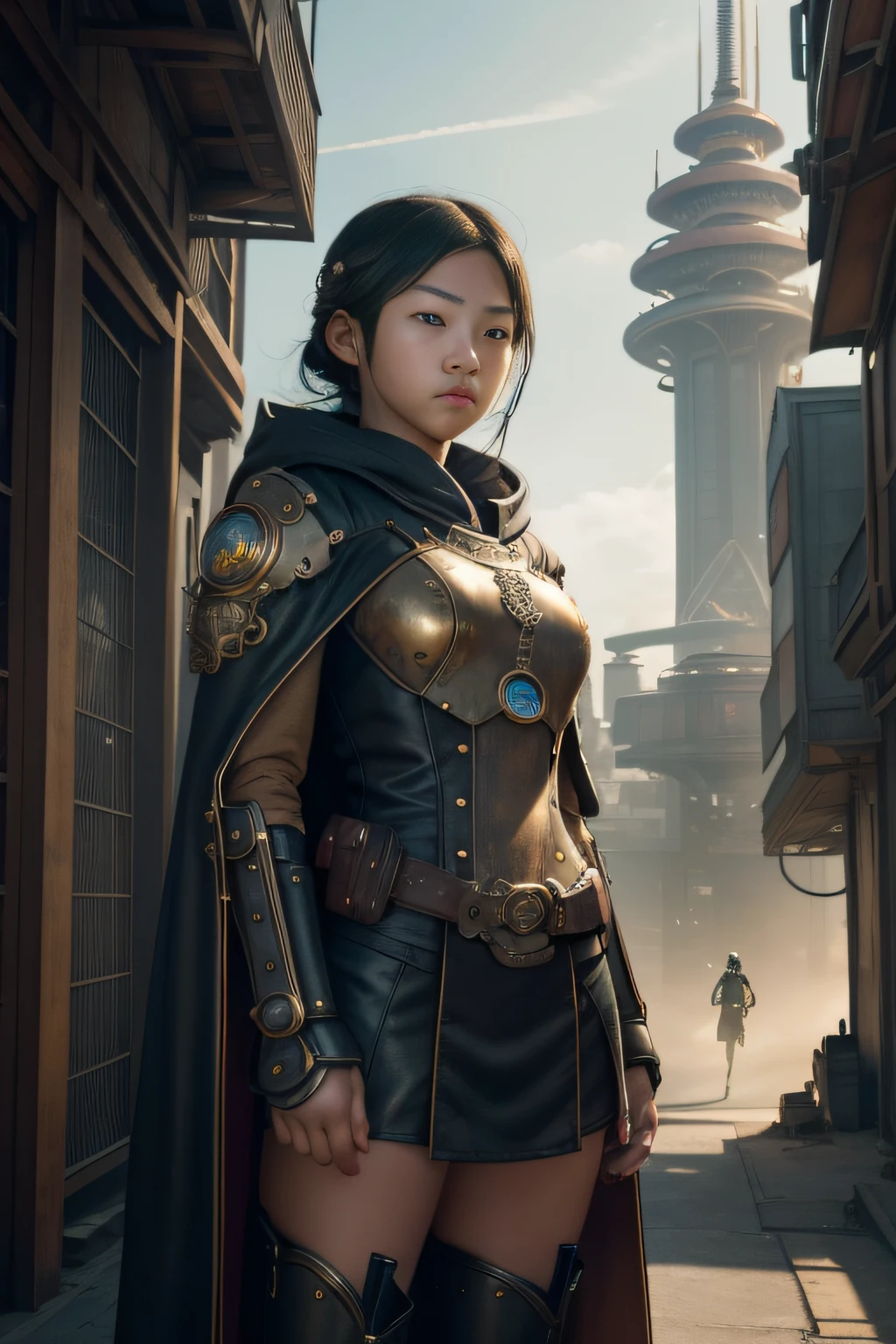 (masterpiece), (best quality), ((ultra-detailed)), (hyper realistic), (very detailed picture), cinematic lighting, photorealistic, portrait, very beautiful girl standing on the huge deck pirate ship, wearing hijab, as an intrepid explorer in a steampunk world, light makeup, background of the stormy sea, and there is a huge dragon is angry. depth of field cinematography effect, film noir genre, 8k resolution, high quality, ultra-detail,