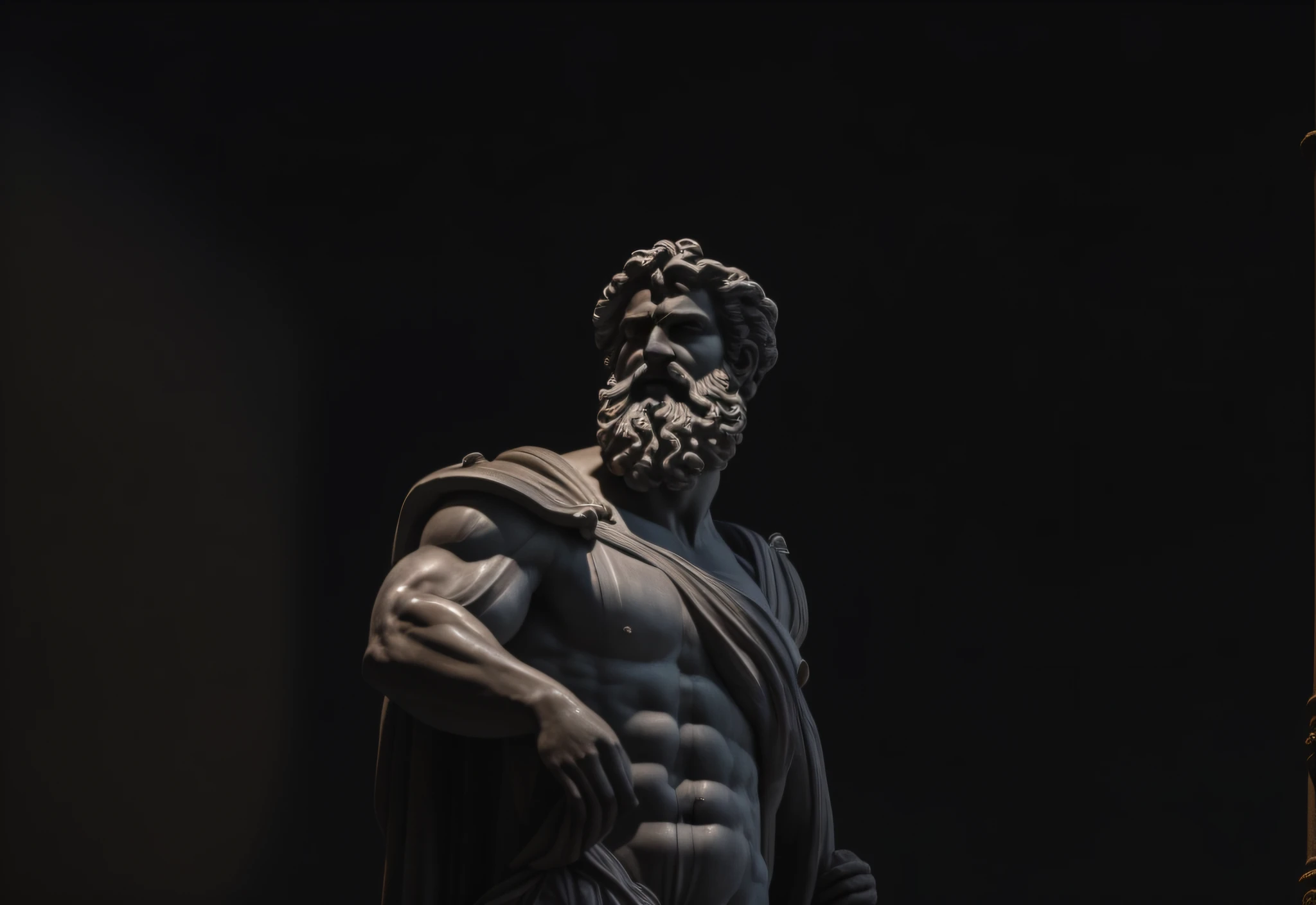 a close up of a statue of a man with a beard, Furioso Deus Zeus, Retrato de Zeus acidentado, Retrato Zeus, Zeus, portrait of demigod hercules, O Deus Zeus, epic scene of zeus, Retrato de Zeus, statue of zeus, deus grego, statue of hercules looking angry, Greek statue, greco roman statue, Retrato pintado de Zeus acidentado