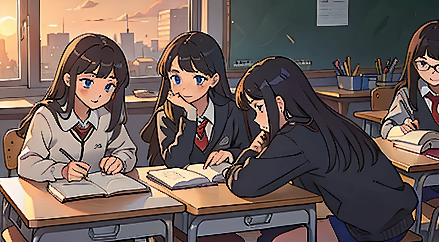 High school students staying at school to study