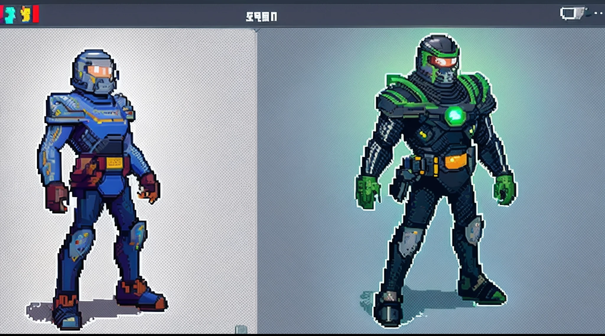 pixel game,character design,Sci-fi suit,Warrior with a laser gun, Pixel art #pixelart
